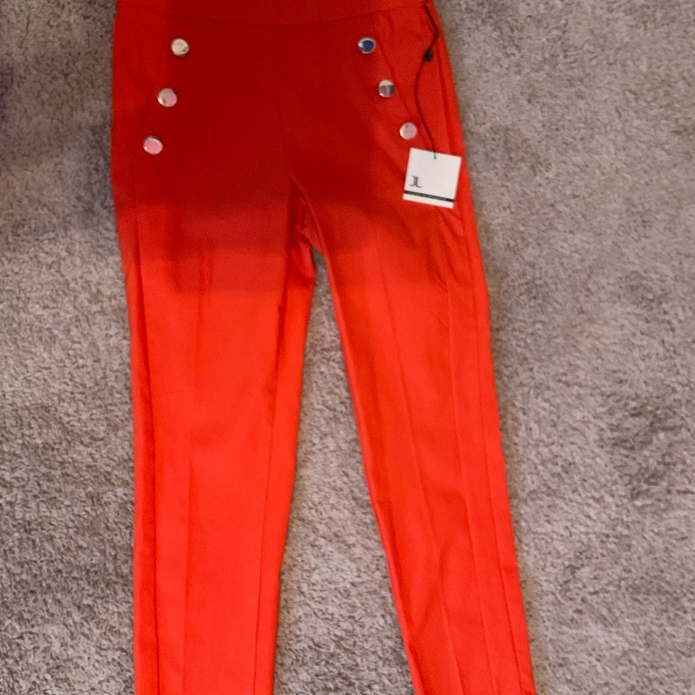 Express Red Casual Pants with Slim Leg Design